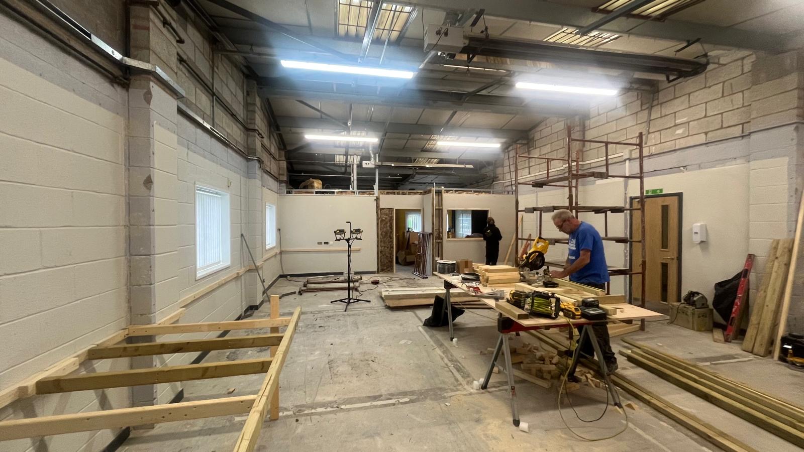 Construction under way inside the current Sea Jay Marine Services workshop