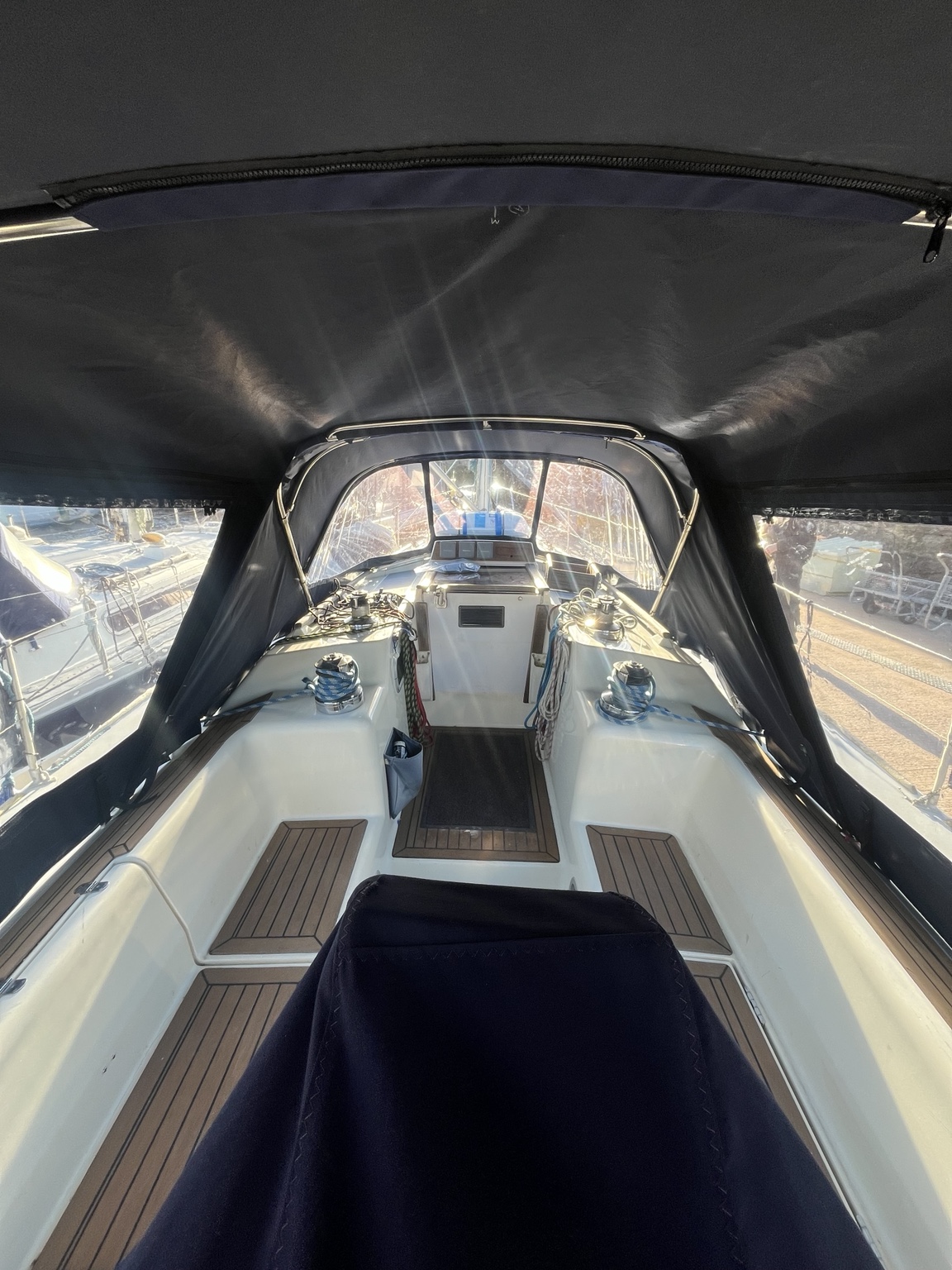 View forward from inside the same large cockpit enclosure