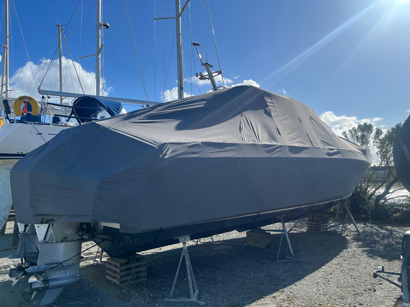 Finished full grey cover made from the clear polythene template